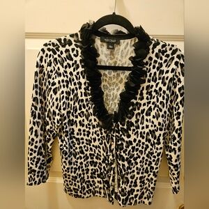 White House Black Market Leopard Cardigan Sz M